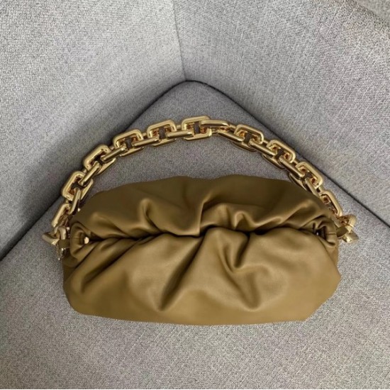 Bottega Veneta The Chain Pouch In Moutarde Calfskin