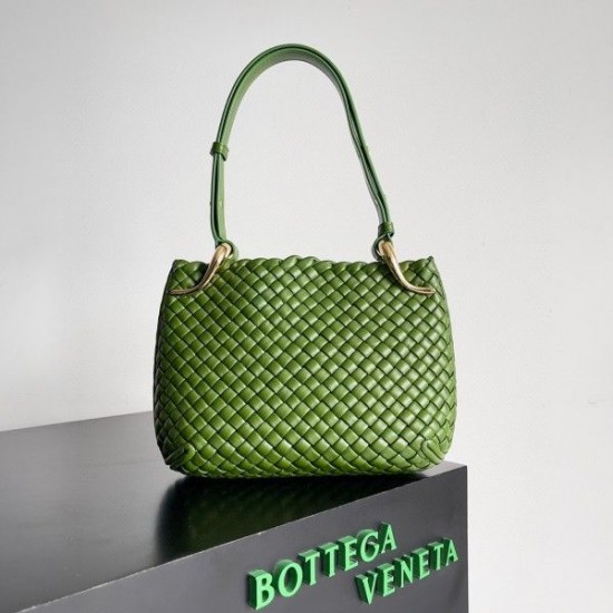 Bottega Veneta Clicker Small Bag in Avocado Intrecciato Lambskin