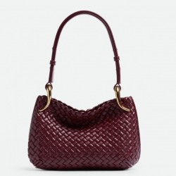 Bottega Veneta Clicker Small Bag in Bordeaux Intrecciato Lambskin