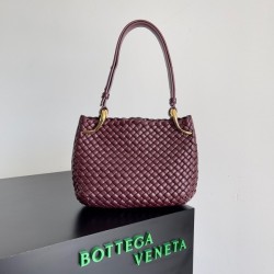 Bottega Veneta Clicker Small Bag in Bordeaux Intrecciato Lambskin