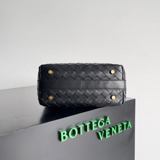 Bottega Veneta Mini Wallace Bag in Black Intrecciato Calfskin