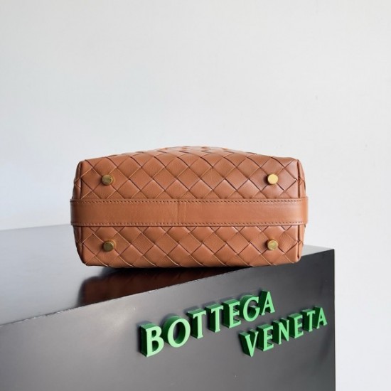 Bottega Veneta Mini Wallace Bag in Brown Intrecciato Calfskin