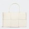 Bottega Veneta Arco Medium Tote In White Intrecciato Lambskin