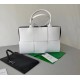 Bottega Veneta Arco Medium Tote In White Intrecciato Lambskin