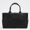 Bottega Veneta Arco Small Tote In Black Grained Leather