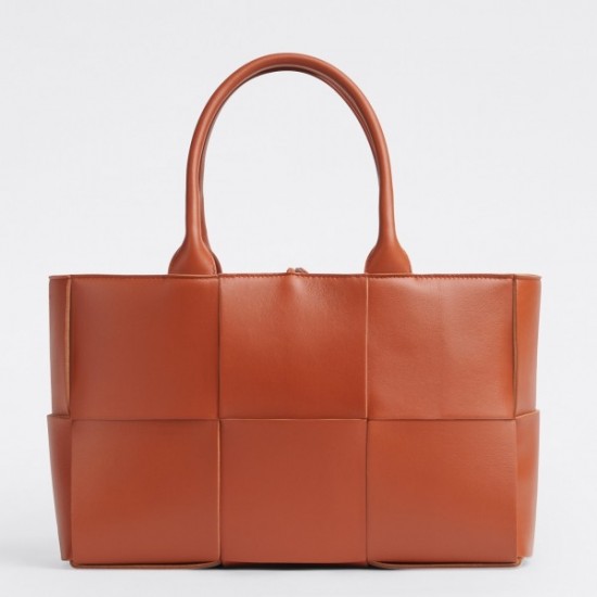 Bottega Veneta Arco Small Tote In Maple Intrecciato Lambskin