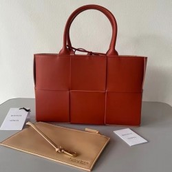 Bottega Veneta Arco Small Tote In Maple Intrecciato Lambskin