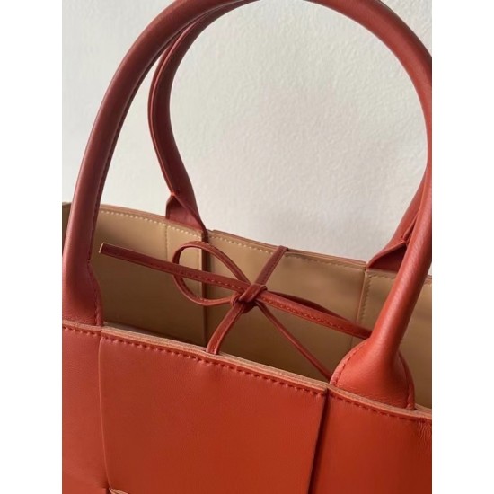 Bottega Veneta Arco Small Tote In Maple Intrecciato Lambskin