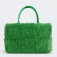 Bottega Veneta Arco Tote In Green Intrecciato Shearling