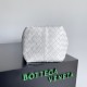 Bottega Veneta Small Flip Flap Bag in White Intrecciato Lambskin