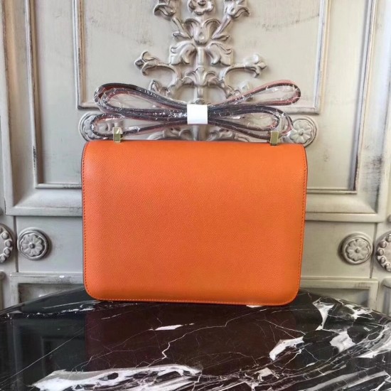 Hermes Orange Constance MM 24cm Epsom Leather Bag