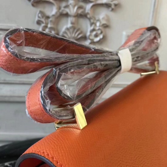 Hermes Orange Constance MM 24cm Epsom Leather Bag