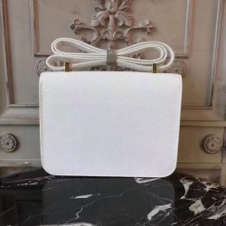 Hermes White Constance MM 24cm Epsom Leather Bag