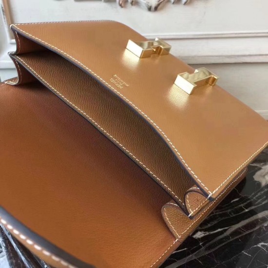 Hermes Brown Constance MM 24cm Epsom Leather Bag