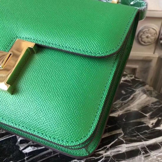 Hermes Green Constance MM 24cm Epsom Leather Bag