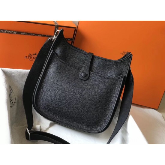 Hermes Evelyne III 29 Bag In Black Clemence Leather