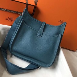 Hermes Evelyne III 29 Bag In Blue Jean Clemence Leather