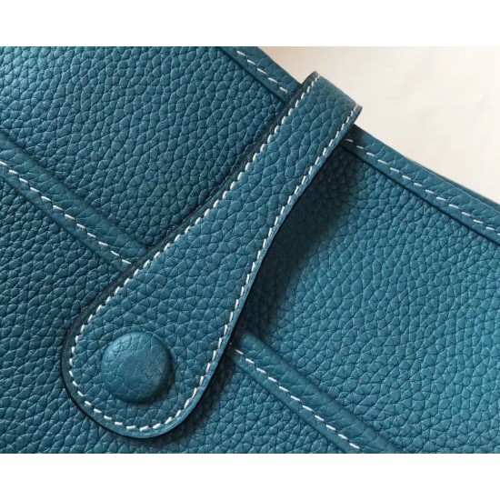 Hermes Evelyne III 29 Bag In Blue Jean Clemence Leather