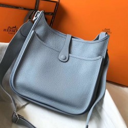 Hermes Evelyne III 29 Bag In Blue Lin Clemence Leather