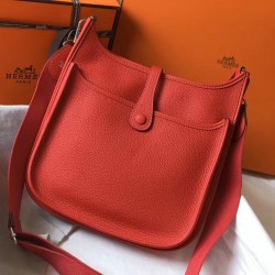 Hermes Evelyne III 29 Bag In Red Clemence Leather