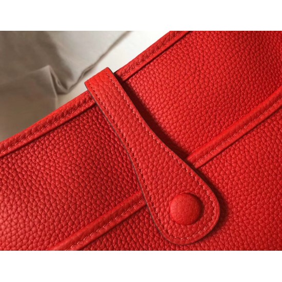 Hermes Evelyne III 29 Bag In Red Clemence Leather