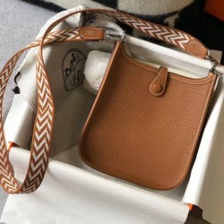 Hermes Evelyne III TPM Bag In Gold Clemence Leather