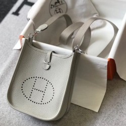 Hermes Evelyne III TPM Bag In Grey Clemence Leather