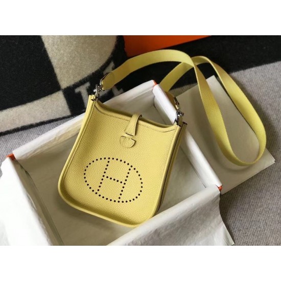 Hermes Evelyne III TPM Bag In Jaune Poussin Clemence Leather