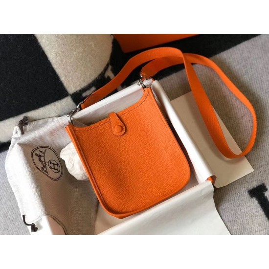 Hermes Evelyne III TPM Bag In Orange Clemence Leather