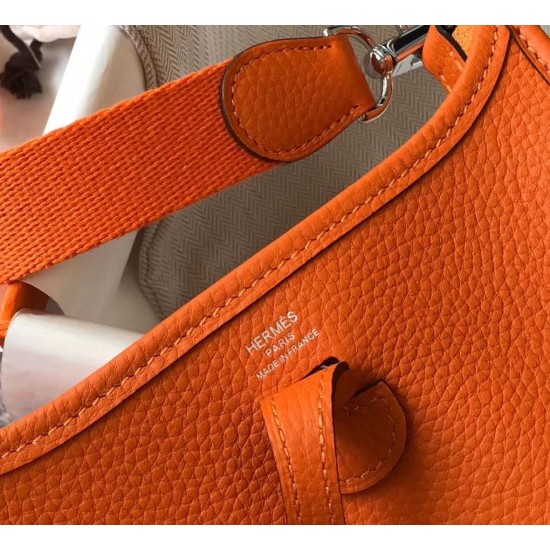 Hermes Evelyne III TPM Bag In Orange Clemence Leather