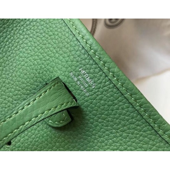 Hermes Evelyne III TPM Bag In Vert Criquet Clemence Leather