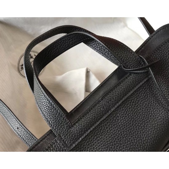 Hermes Halzan Bag In Black Clemence Leather