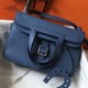 Hermes Halzan Bag In Blue Agate Clemence Leather