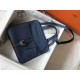 Hermes Halzan Bag In Blue Agate Clemence Leather