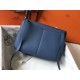 Hermes Halzan Bag In Blue Agate Clemence Leather