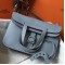 Hermes Halzan Bag In Blue Lin Clemence Leather