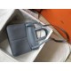 Hermes Halzan Bag In Blue Lin Clemence Leather