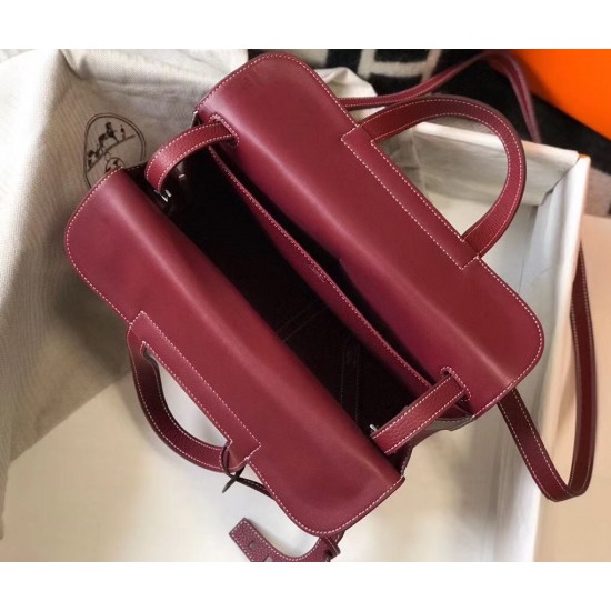 Hermes Halzan Bag In Bordeaux Clemence Leather