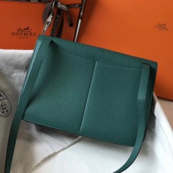 Hermes Halzan Bag In Malachite Clemence Leather