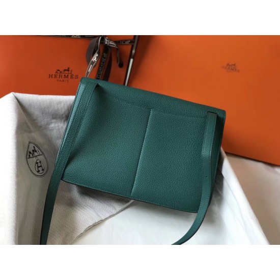 Hermes Halzan Bag In Malachite Clemence Leather