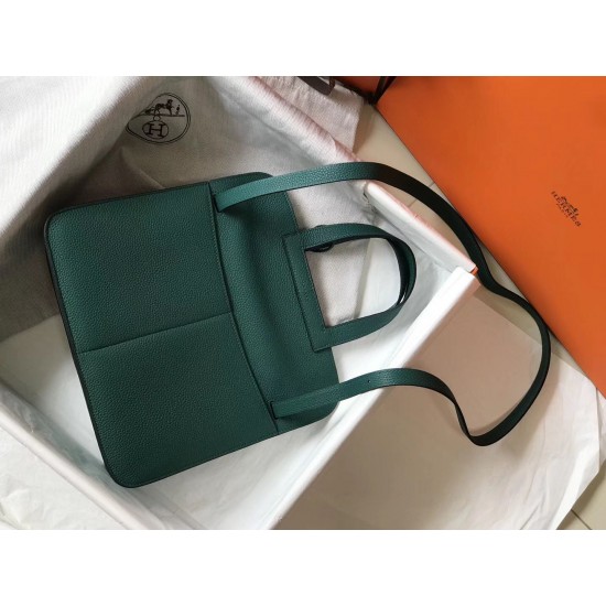 Hermes Halzan Bag In Malachite Clemence Leather