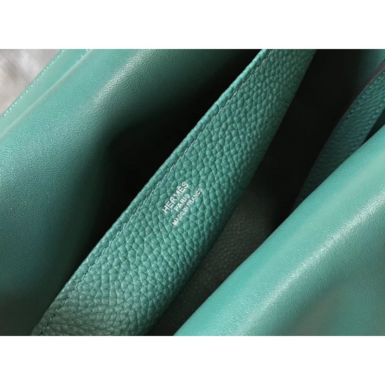 Hermes Halzan Bag In Malachite Clemence Leather