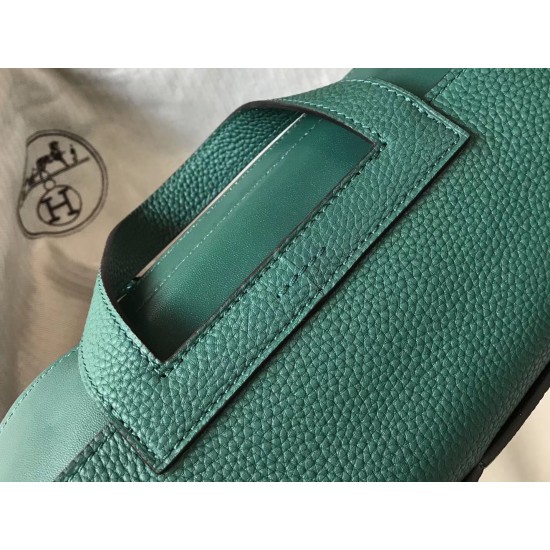 Hermes Halzan Bag In Malachite Clemence Leather