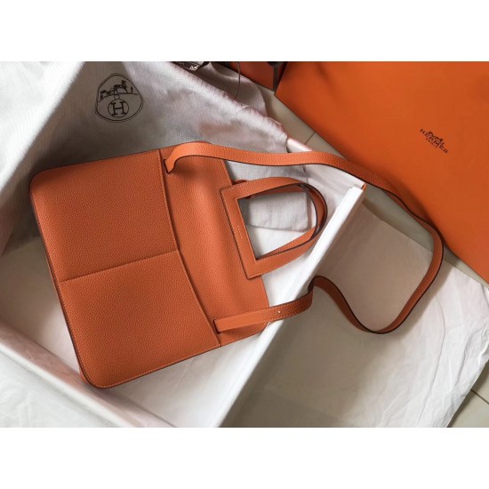 Hermes Halzan Bag In Orange Clemence Leather