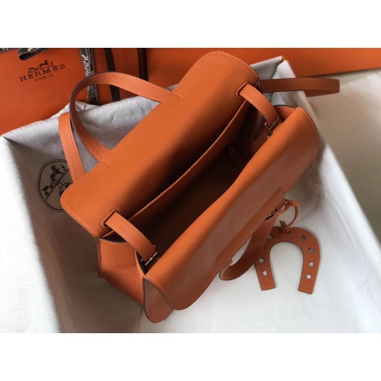 Hermes Halzan Bag In Orange Clemence Leather