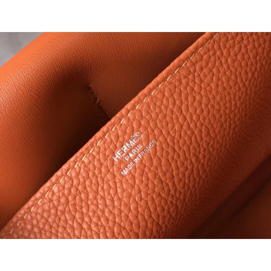 Hermes Halzan Bag In Orange Clemence Leather