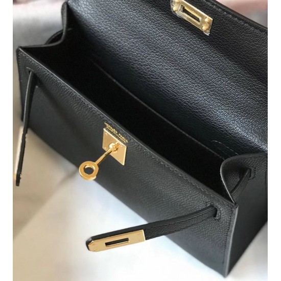 Hermes Kelly Mini II Bag In Black Epsom Leather