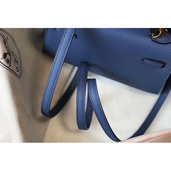 Hermes Kelly Mini II Bag In Blue Agate Epsom Leather