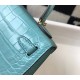 Hermes Kelly Mini II Bag In Blue Atoll Embossed Crocodile Leather