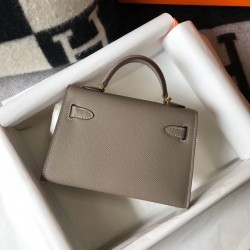 Hermes Kelly Mini II Bag In Gris Asphalt Epsom Leather